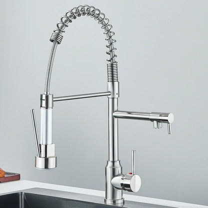 Pull Down Dual Spout Faucet Enhances Convenience, Style & Functionality