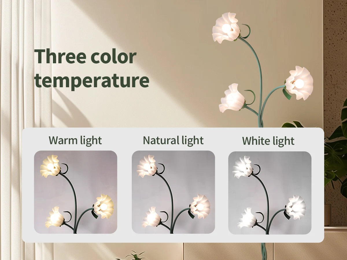 3 Color Dimmable Flower Floor Lamp, Flexible Neck