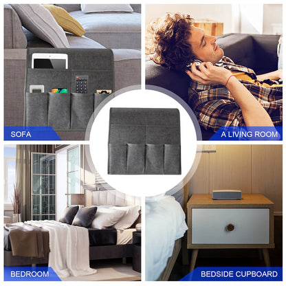 Couch Arm Caddy Stores Remotes & Essentials Within Reach