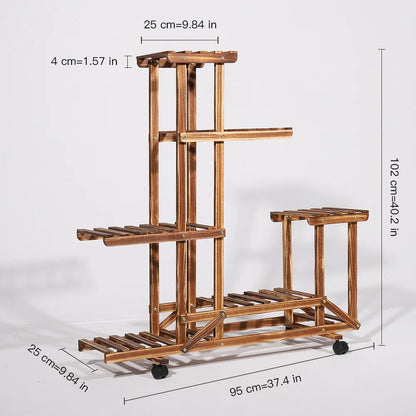 6 Tier Wood Plant Stand Indoor & Outdoor