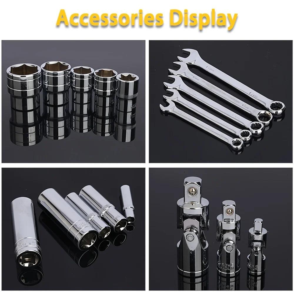 216pcs Impact Socket Set 1/2, 1/4, 3/8 Inch Drive Ratchet