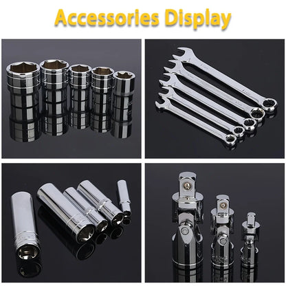 216pcs Impact Socket Set 1/2, 1/4, 3/8 Inch Drive Ratchet