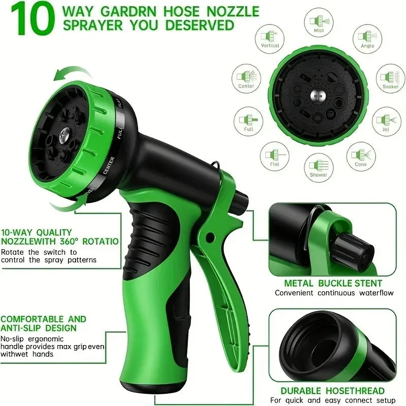 High-Pressure Expandable Garden Hose with spray Nozzle - Lightweight & Kink-Free