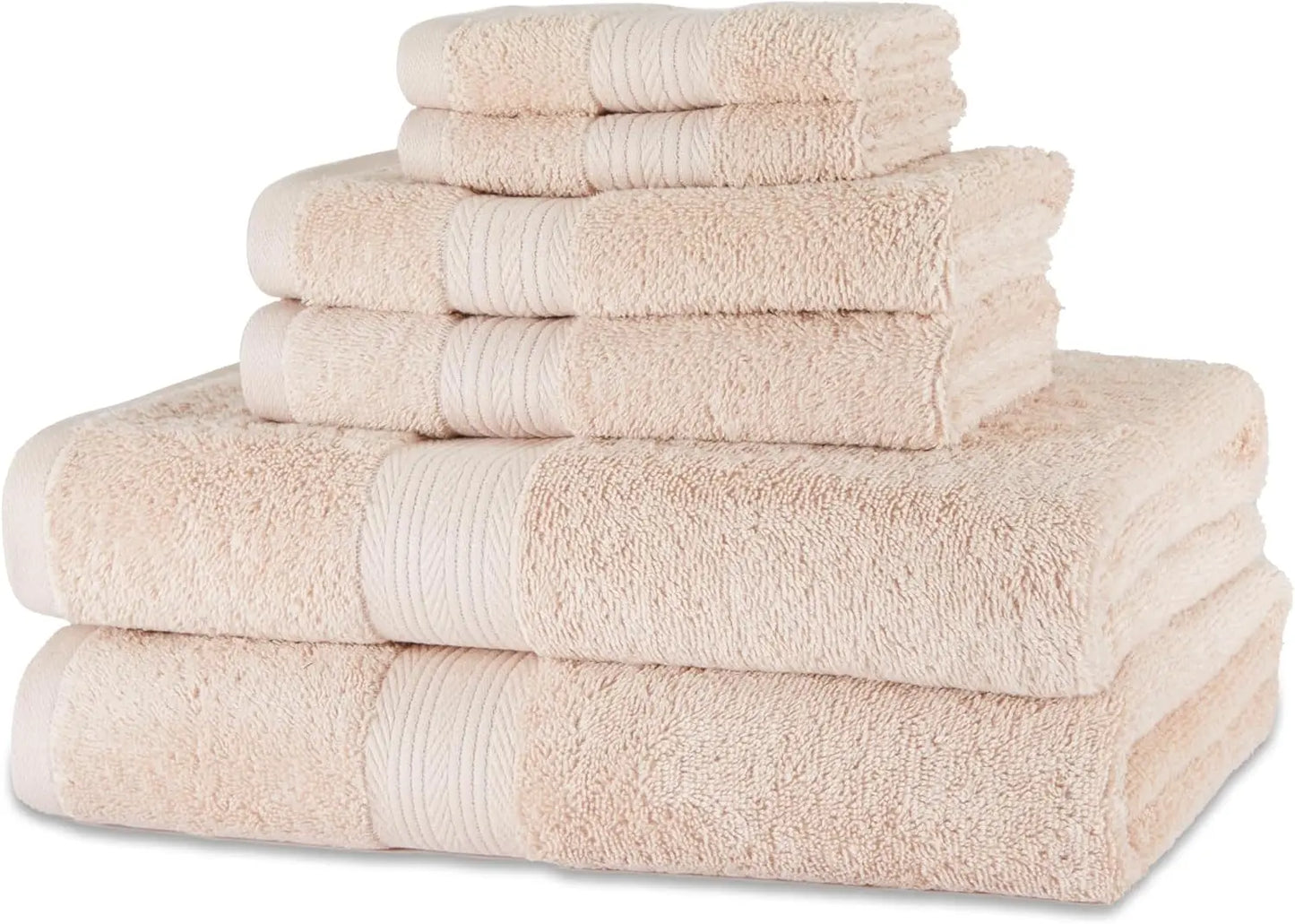 Over-Sized 100% Cotton Soft Absorbent Bath Towels - 2 Bath 2 Hand 2 Washcloths  Set