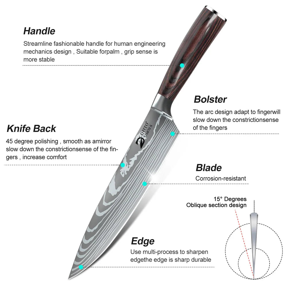 Stainless Steel 8pc Kitchen Knife Set