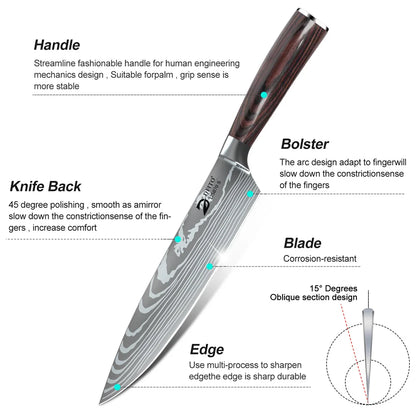 Stainless Steel 8pc Kitchen Knife Set
