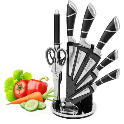 Stainless Steel Kitchen Knife Set With Sharpener