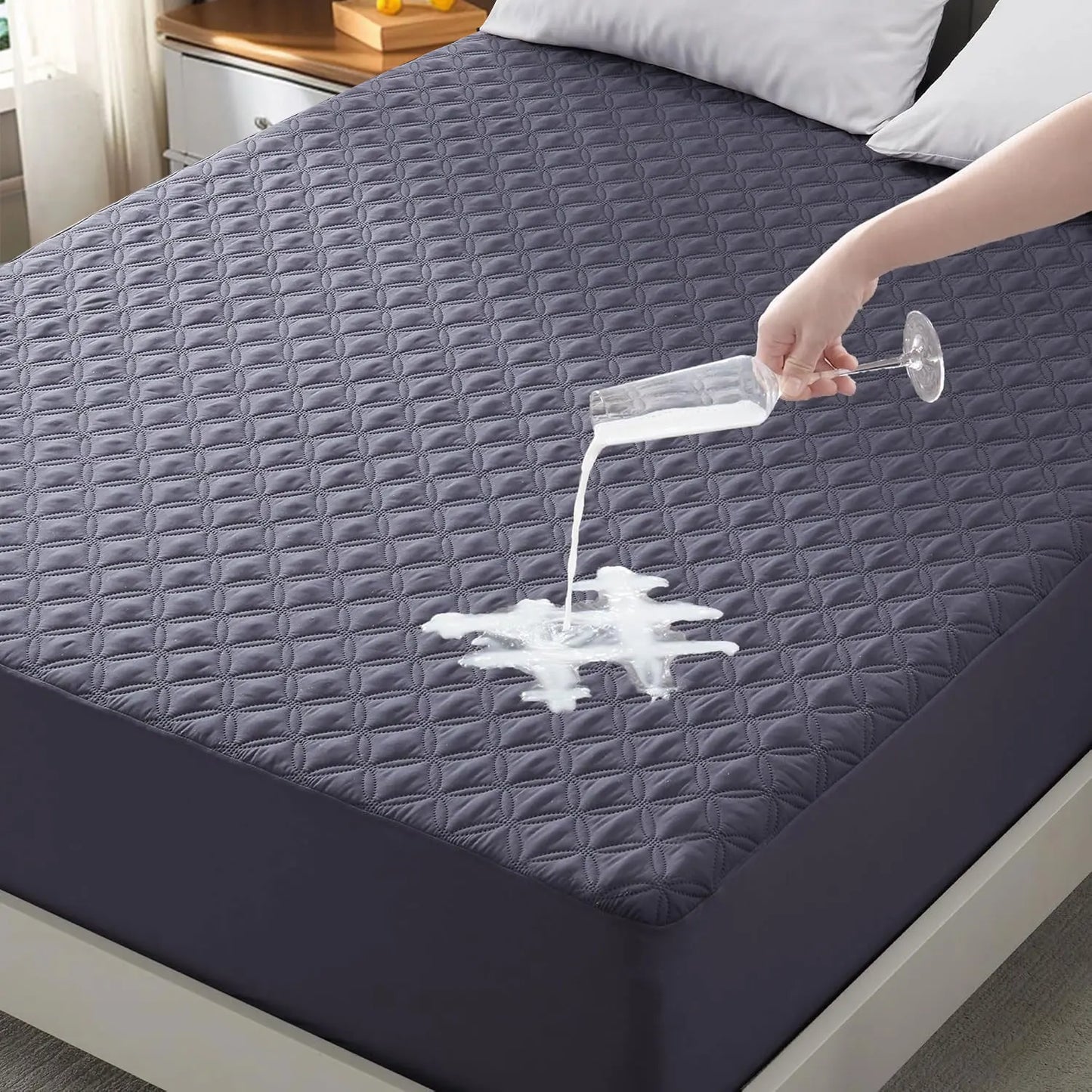 Soft, Waterproof, Noiseless Mattress Protector with Deep-Pocket Breathable Comfort