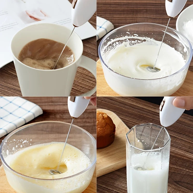 Compact Handheld Frother Whips Creamy Foam & Blends Drinks In Seconds