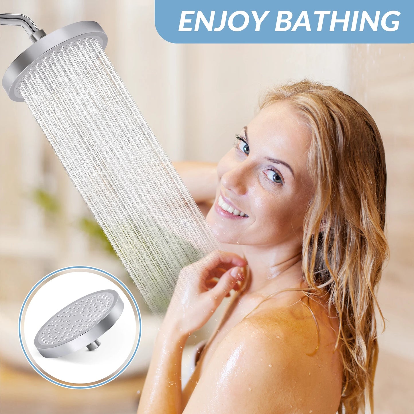 High Pressure Adjustable Stainless Steel Rainfall Shower Head