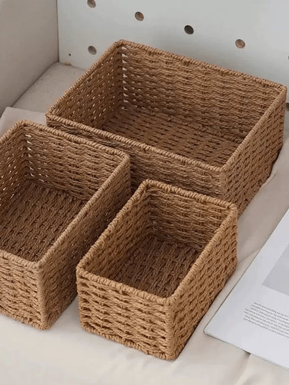Hand-Woven Storage Basket Organizer