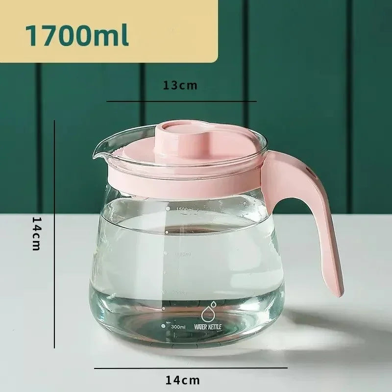 Easy Pouring & Generously Sized Glass Kettle, High Temperature Resistance