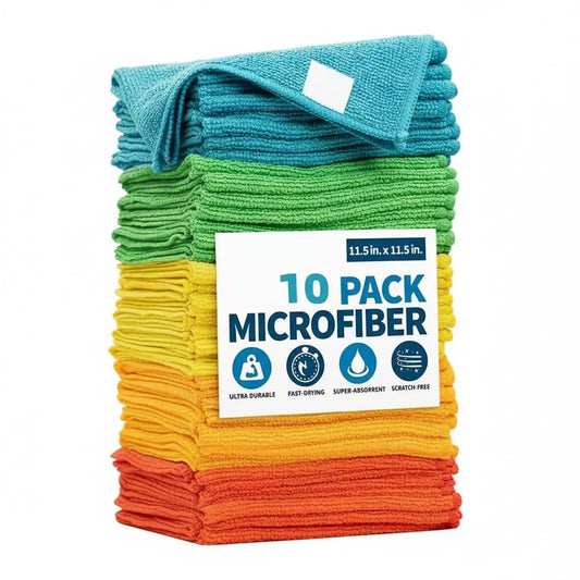 10 Pack Multi-color Super Absorbent Scratch-Free Microfiber Cleaning Cloth