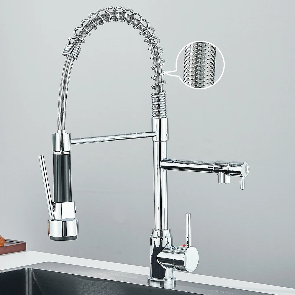 Pull Down Dual Spout Faucet Enhances Convenience, Style & Functionality