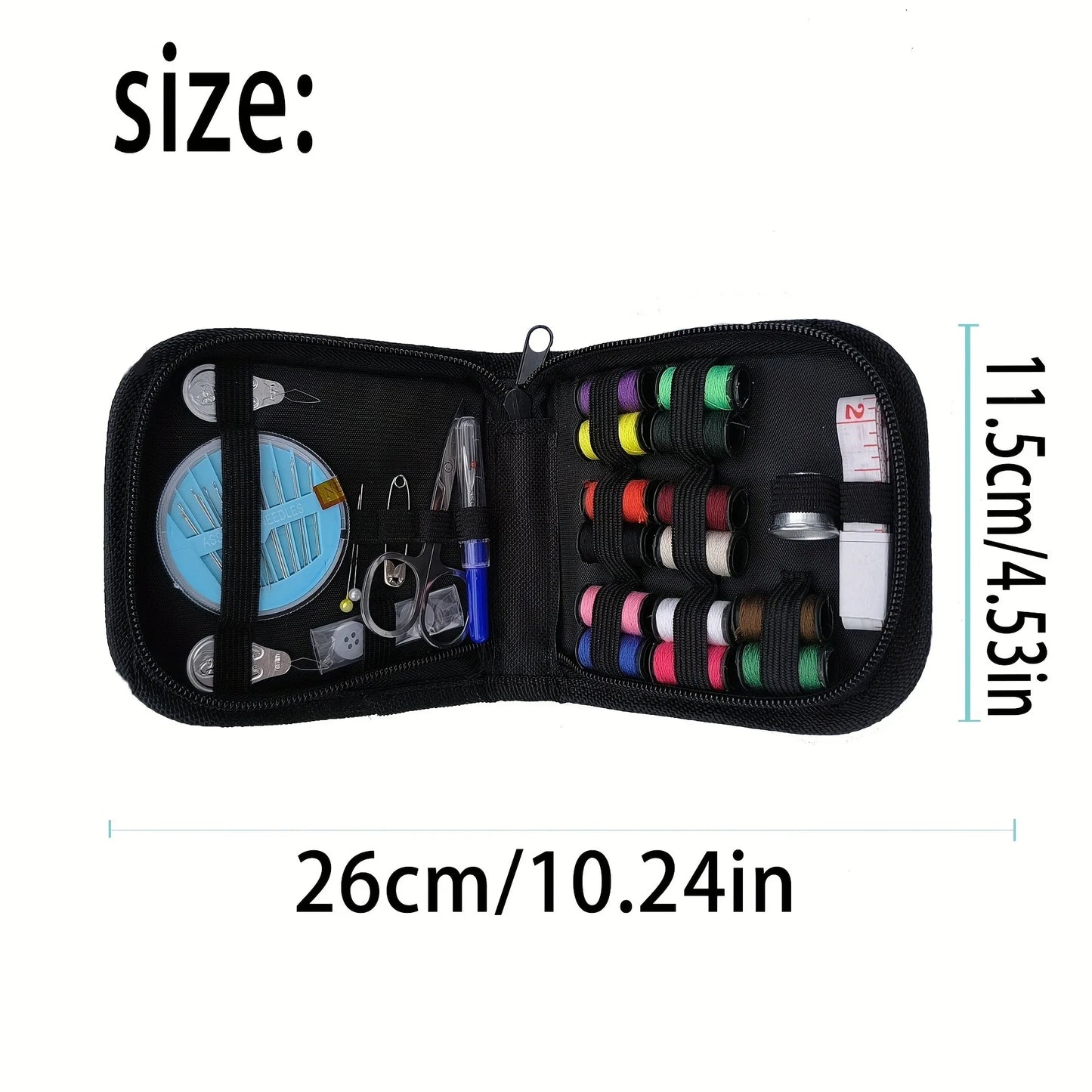 Travel‑ready sewing kit packed with essential repair tools