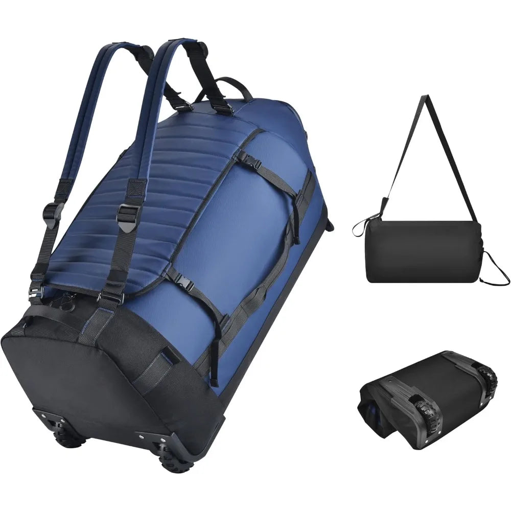 Waterproof & Durable Foldable Rolling Duffel that Converts to a Backpack