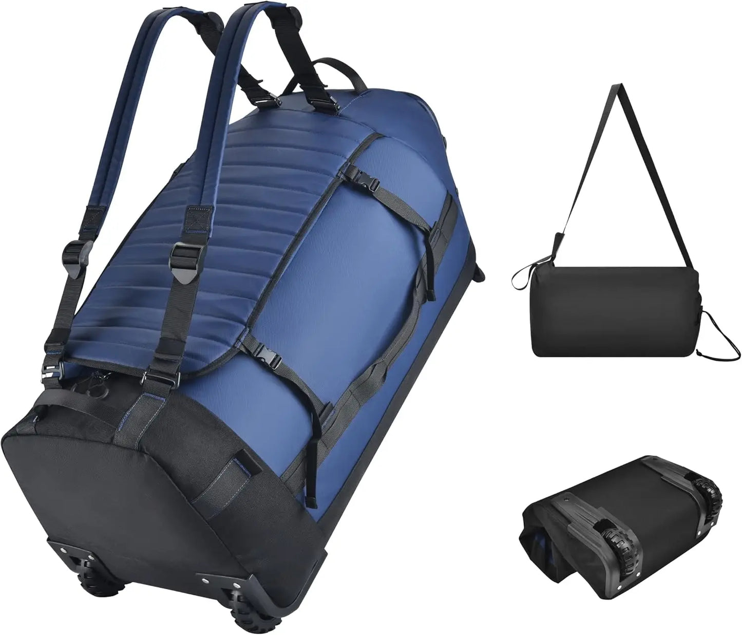 Waterproof & Durable Foldable Rolling Duffel that Converts to a Backpack