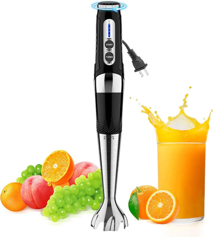 Stainless Steel Handheld Immersion Blender, 21-Speed with 3-Angle Adjustable Blade