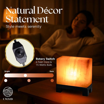 Natural Himalayan crystal salt lamp with a soothing, warm glow