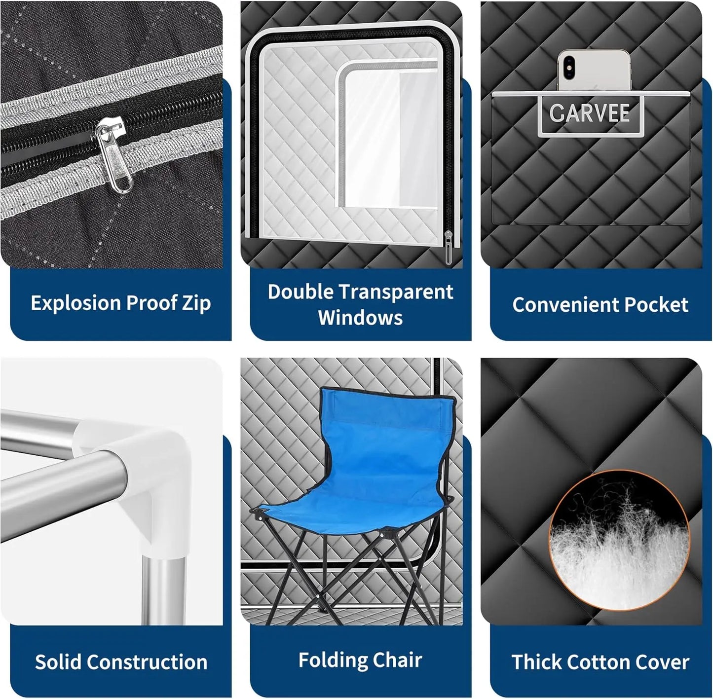 Portable Home Sauna with 1500W Steamer, Roof Zipper