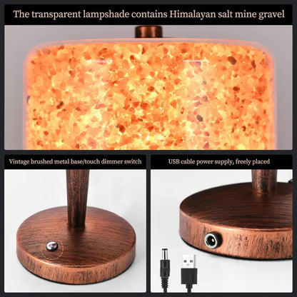 Touch Dimmer Himalayan Salt Rock Lamp with USB