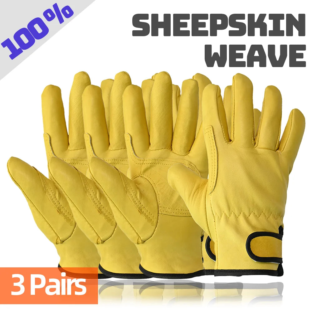 100% Sheepskin Safety Gloves, Wear-resistant