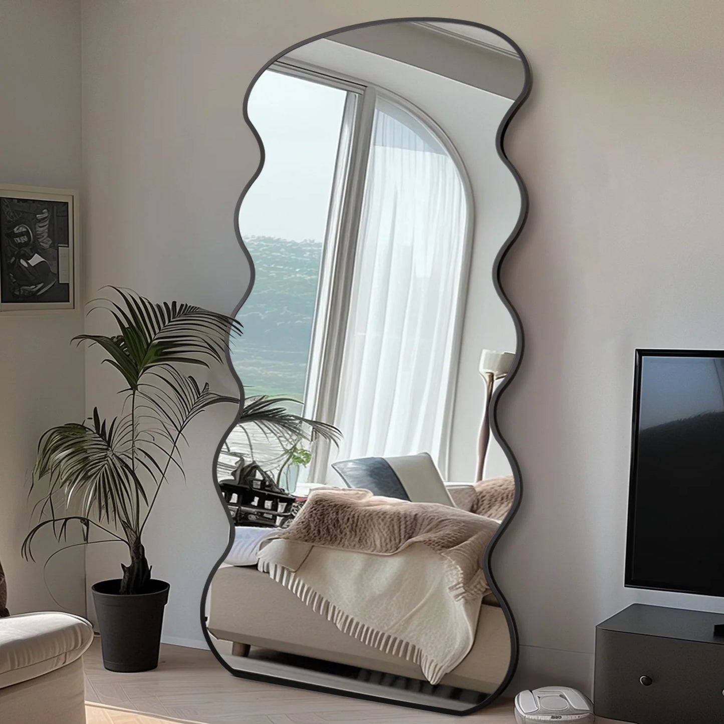 Wavy Full-Length Mirror Adds Light, Depth & Style
