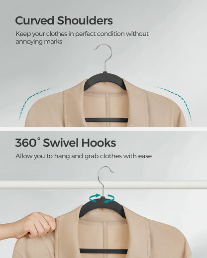 Velvet Clothes Hangers 30/50 Pack Non-Slip with Shoulder Notches 360° Swivel Hook
