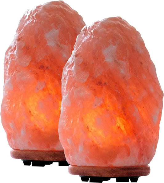 2 Pack Glowing Hand Carved Natural Himalayan Salt Lamp