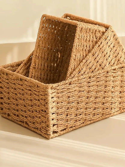 Hand-Woven Storage Basket Organizer
