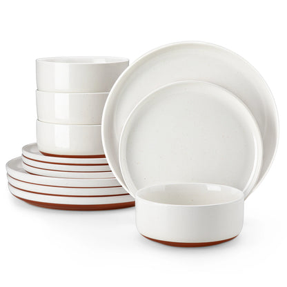 12/24 Pcs Dinnerware Set Stoneware Plates & Bowls