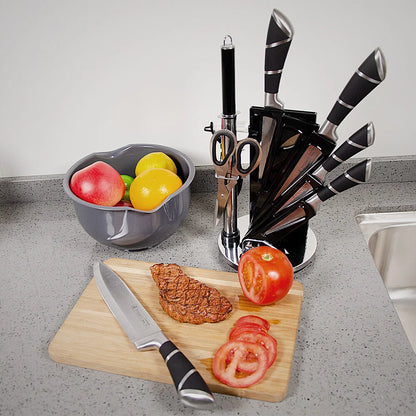 Stainless Steel Kitchen Knife Set With Sharpener