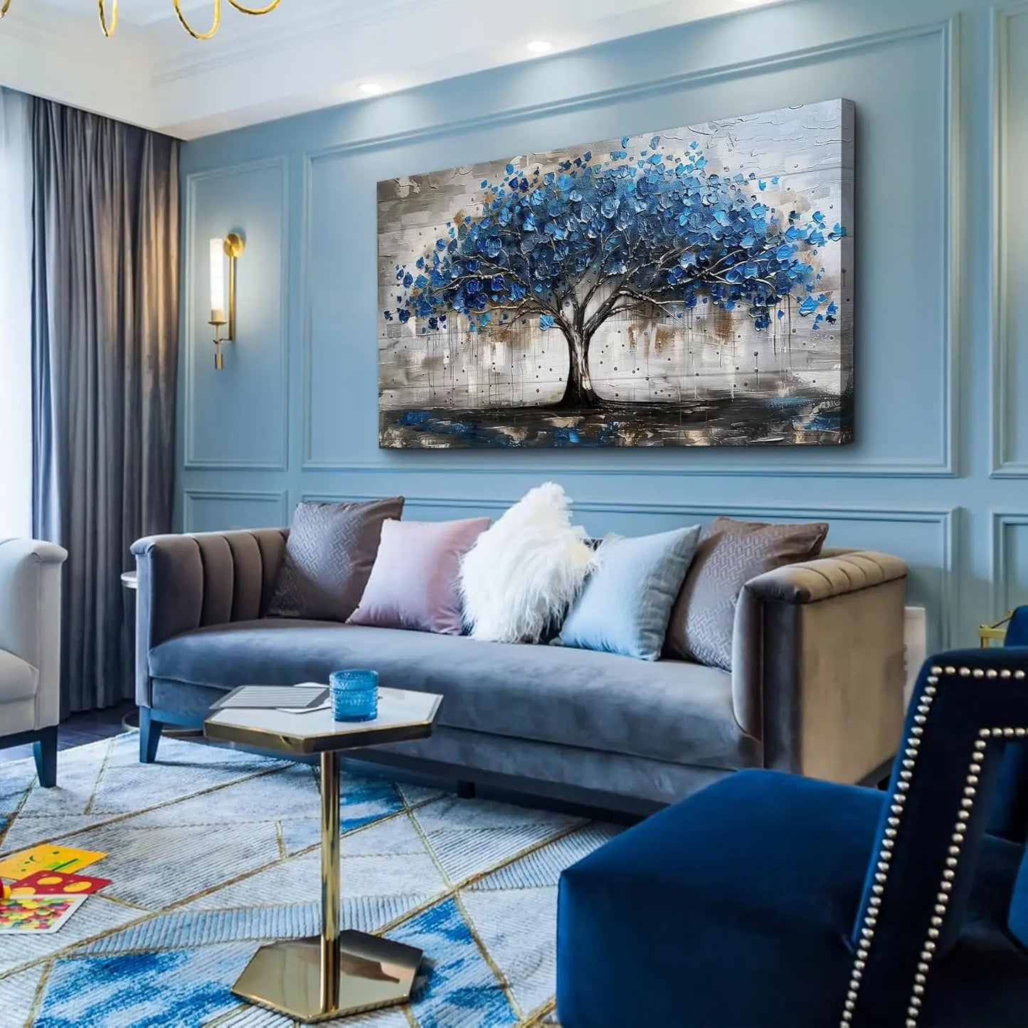A panoramic abstract tree canvas that adds modern, stylish warmth to any living room, bedroom, or office