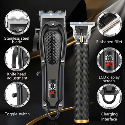 Professional Hair Clipper Kit for Men - Cordless Rechargeable