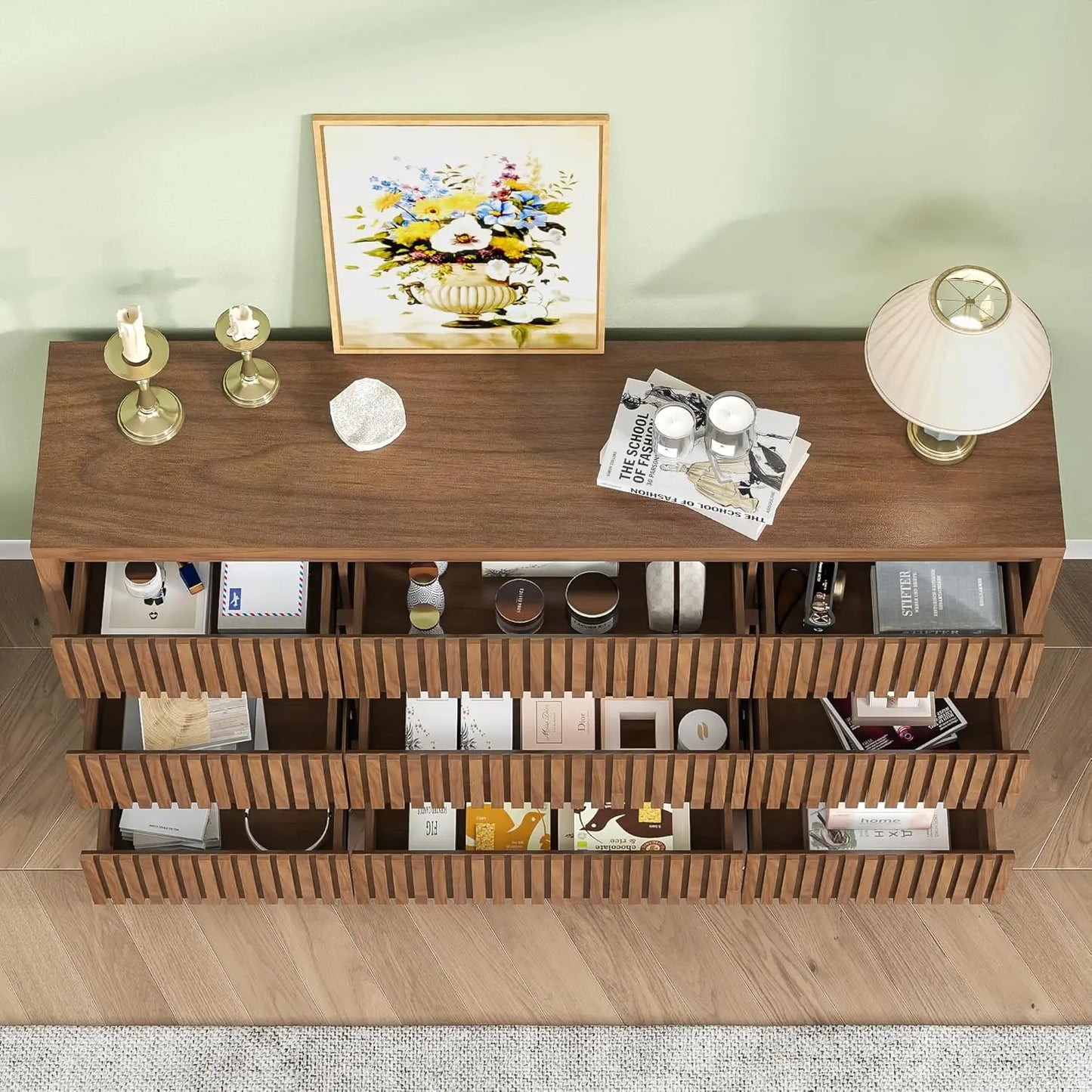 Fluted 9-Drawer Dresser Adds Vintage Charm, Storage & Style