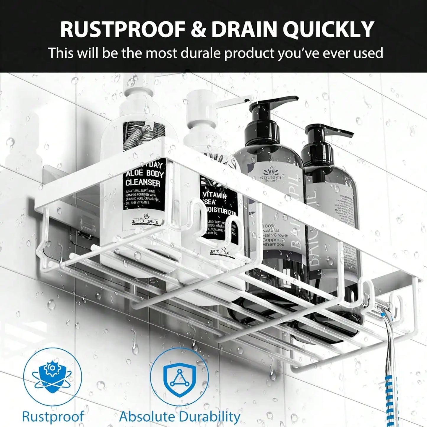 Space-Saving & Stylish Stainless Steel Shower Caddy