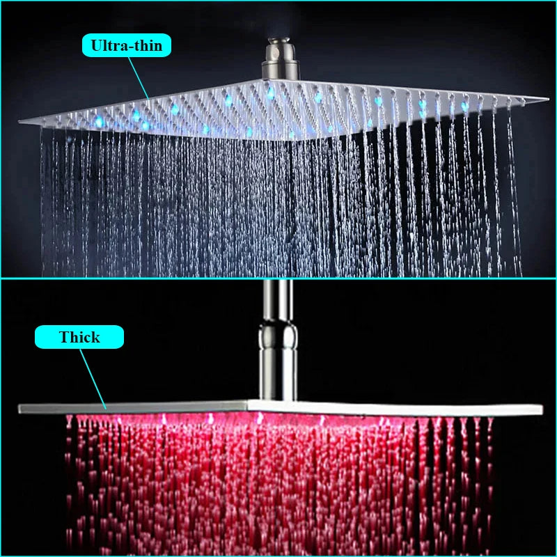 Stainless Steel LED-Light Rainfall Shower Head