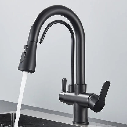 360 Rotation Pull Out Tap Kitchen Faucet With 3 Mode Water Pressure