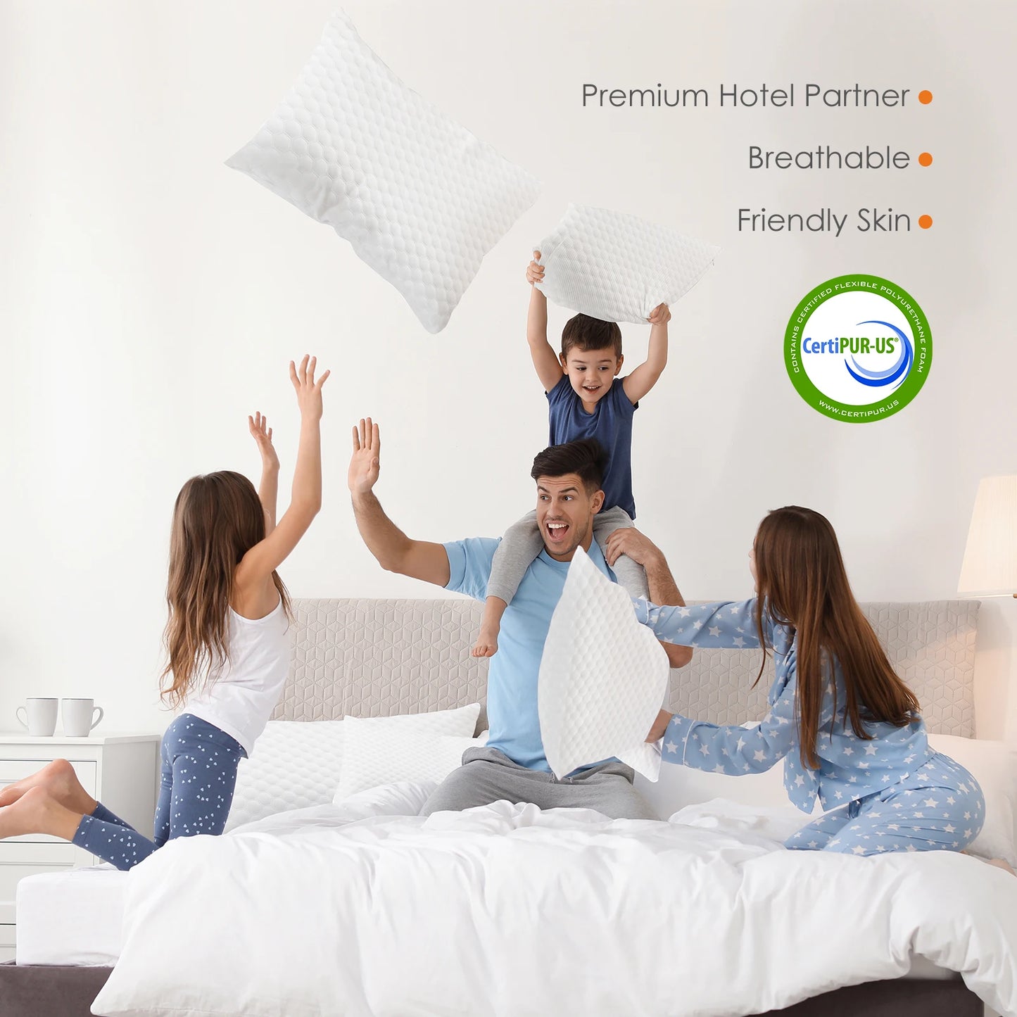 Standard Size Memory Foam Pillows Ventilated Cooling with Removable Washable Cover