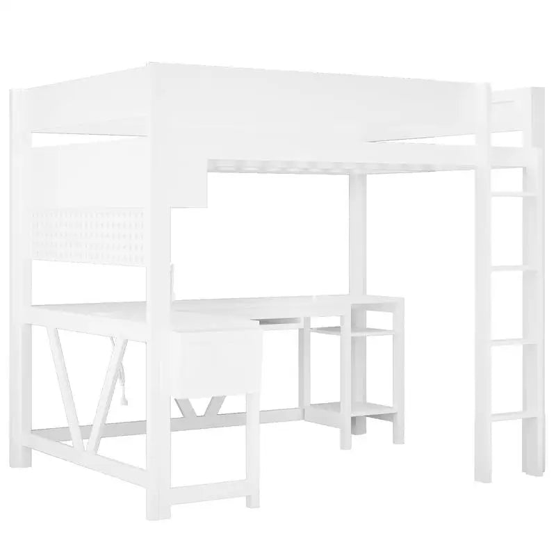 Full Size Gaming Loft Bed with Desk Storage Lights & Charging Station