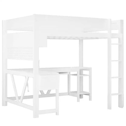 Full Size Gaming Loft Bed with Desk Storage Lights & Charging Station
