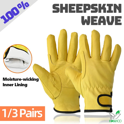 100% Sheepskin Safety Gloves, Wear-resistant