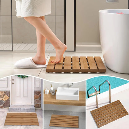 Waterproof Wooden Bamboo Shower Mat