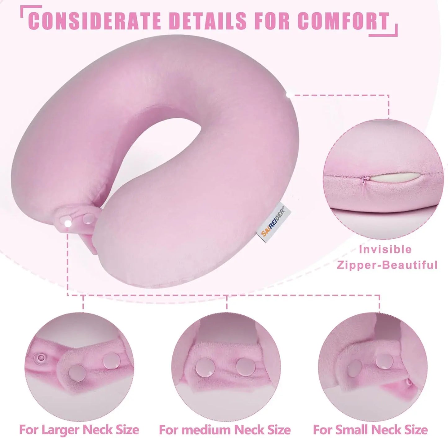 Memory Foam Neck Pillow Soft & Adjustable, Comfort Anywhere