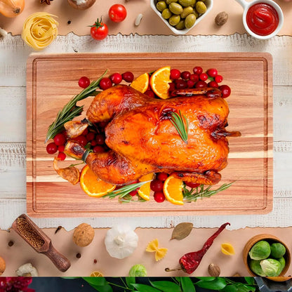 Reversable Wood Cutting Board Featuring a Generous Food Prep Surface
