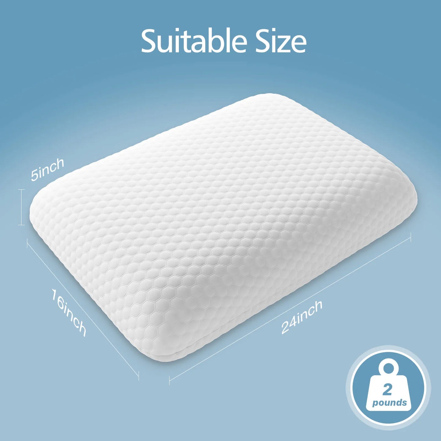 Standard Size Memory Foam Pillows Ventilated Cooling with Removable Washable Cover