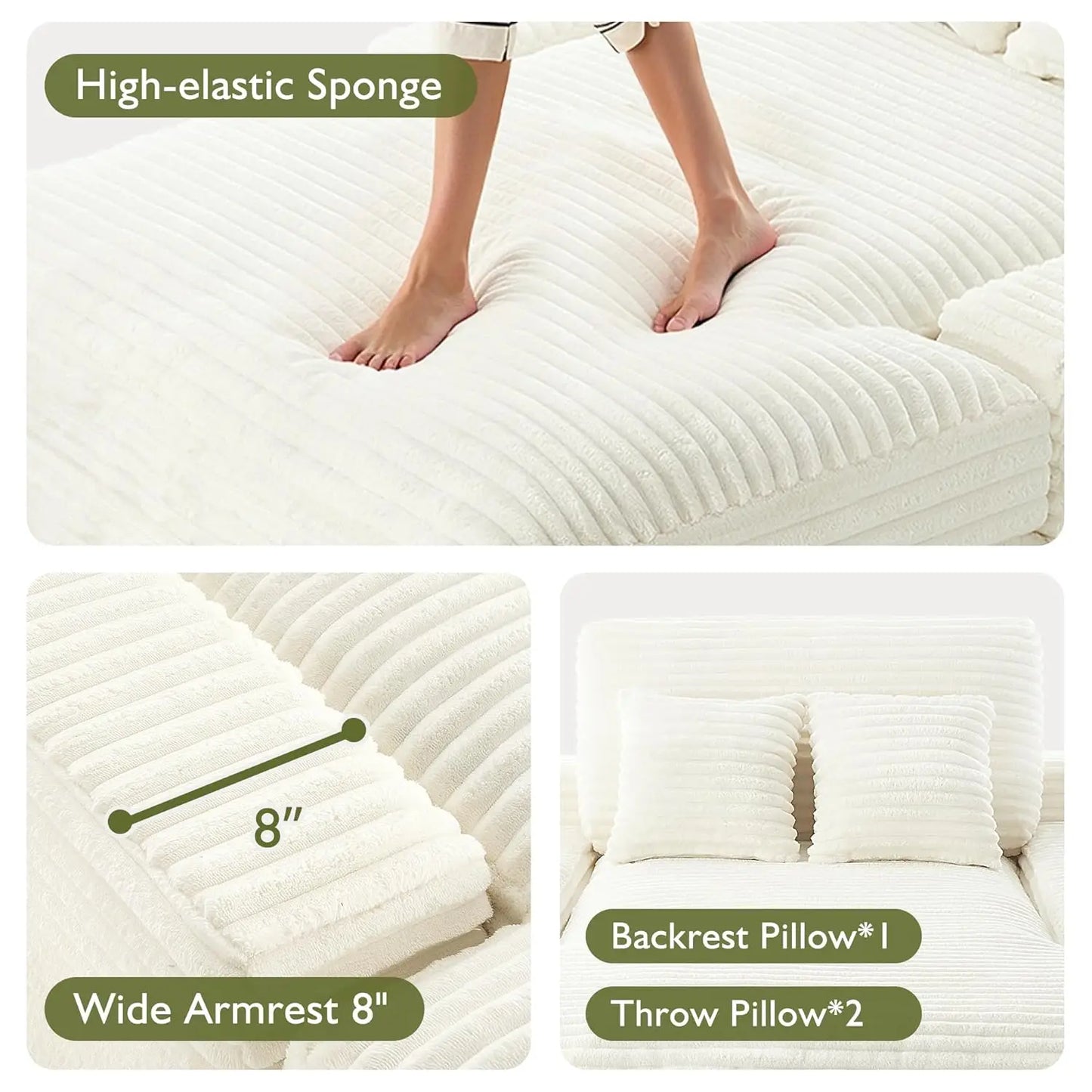 Oversized Comfy Corduroy Sleeper Sofa