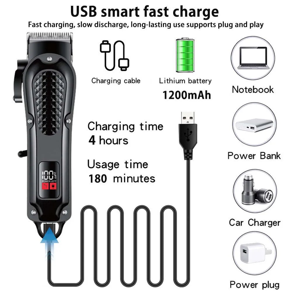 Professional Hair Clipper Kit for Men - Cordless Rechargeable