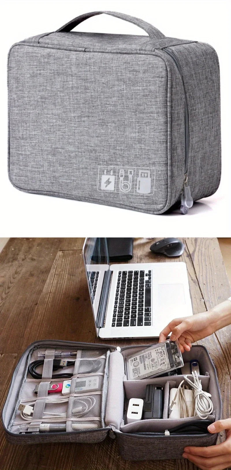 Travel Cable Organizer Case for USB Cables, Chargers, Plugs & Accessories