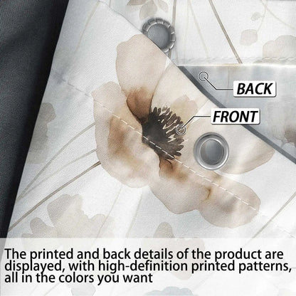 Elegant Floral Print Shower Curtain Set with Hooks